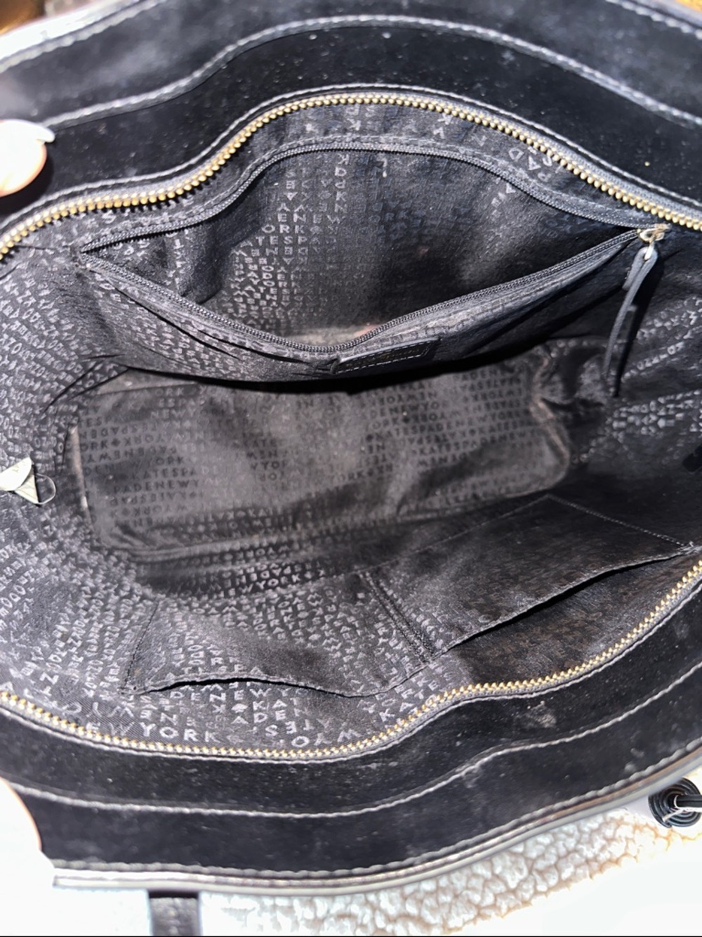 Kate Spade Black Leather Tote with Contrast Pink Tassel - Picture 4 of 8
